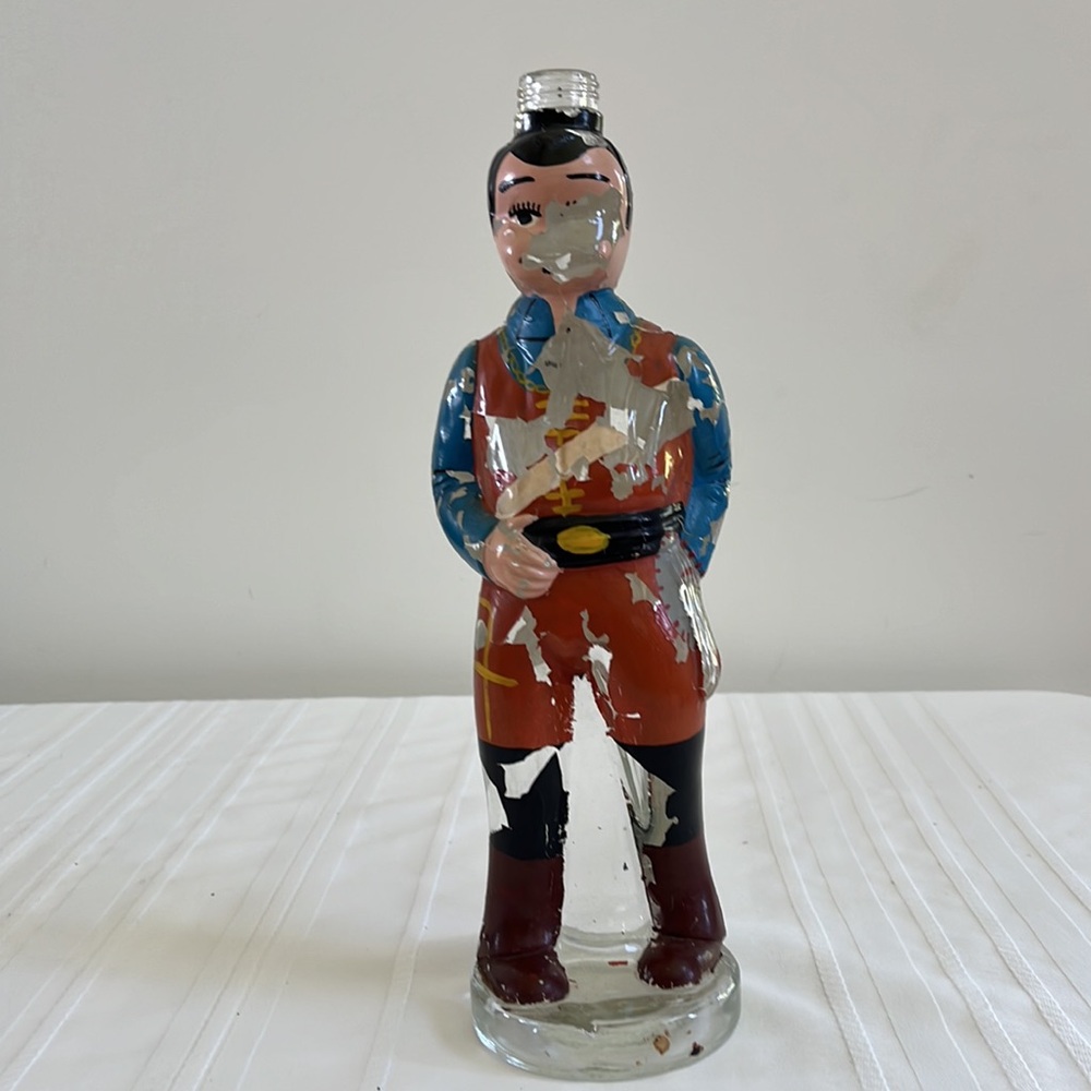Vintage Liquor Wine Bottle Figural Man